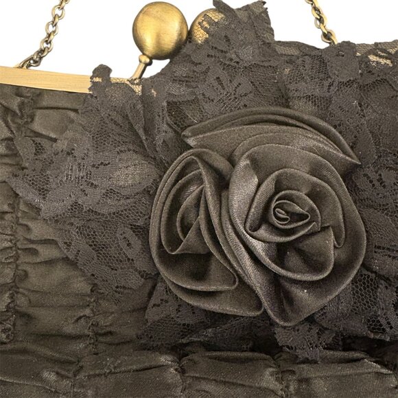 Satin Lace Floral Bag Whimsigoth Victorian Style Special Occasion - Picture 4 of 5